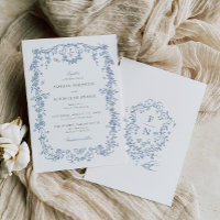 Blue Toile De Jouy Wedding Invitation Chinoiserie
