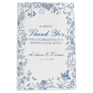 Blue Toile De Jouy Wedding Party Favours Medium Gift Bag