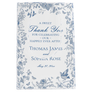 Blue Toile De Jouy Wedding Party Favours Medium Gift Bag