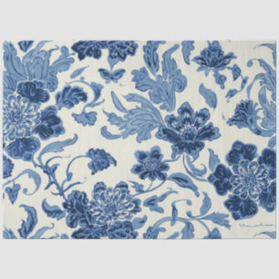 Blue Toile Decoupage Vintage Botanical Tissue Paper