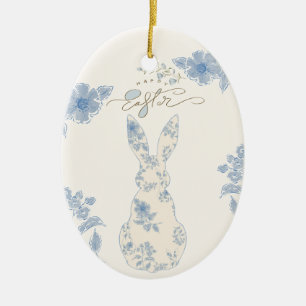 Blue toile Easter Ceramic Tree Decoration