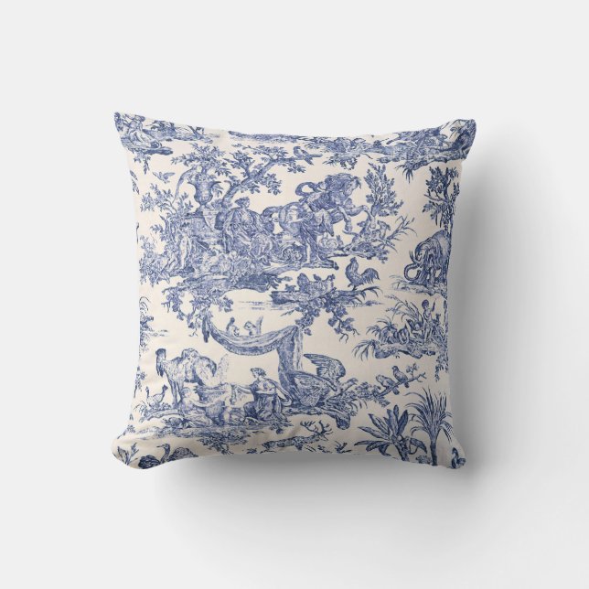 Blue Toile - English - French Country side Classic Cushion (Front)