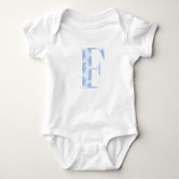 Blue Toile Floral Hydrangea "F" One-Sie