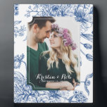 Blue Toile Flowers Photo Wedding Frame<br><div class="desc">We know family is important to you, and that's why we've designed a line of gorgeous photo frames, decor, and ornaments for you to showcase all your treasured family memories. Whether you're displaying them year 'round or during the holiday season, we have personalised decor to fit right into your home....</div>