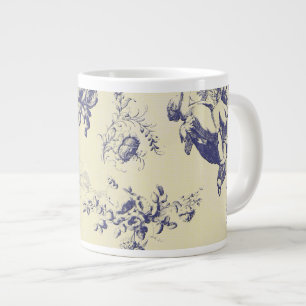 Blue Toile French Country Cherub Pattern Large Coffee Mug