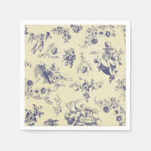 Blue Toile French Country Cherub Pattern Napkin