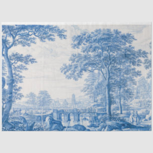 Blue Toile French Decoupage Artwork Tissue Paper