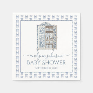 Blue Toile Layette Baby Shower  Napkin