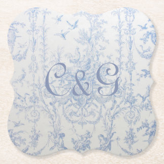 Blue Toile Monogrammed Coasters