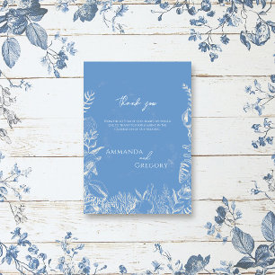 Blue Toile Ocean themed Wedding Thank You Card