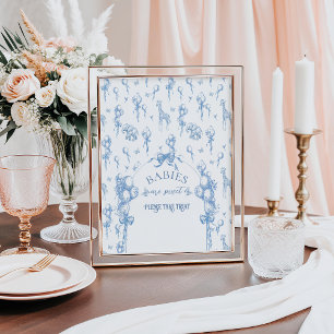 Blue Toile Safari Animal Baby Shower Sweet Treat Poster