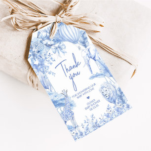 Blue Toile Safari Baby Shower Favor Tags