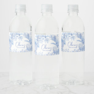 Blue Toile Safari Baby Shower Water Bottle Label