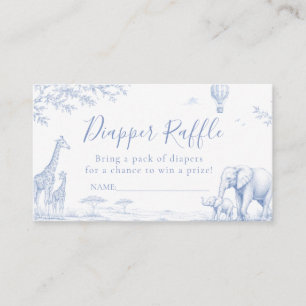 Blue Toile Safari Giraffe Elephant Baby Shower Enclosure Card
