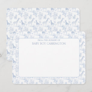 Blue Toile Safari Vintage Personalized  Card