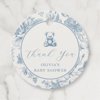 Blue Toile Teddy Bear Tag