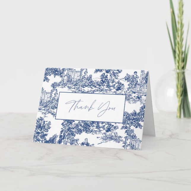 Blue Toile Thank You Card (Front)