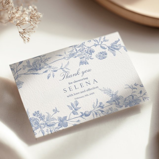 Blue Toile Thank You Card | Elegant Bridal Shower (Creator Uploaded)