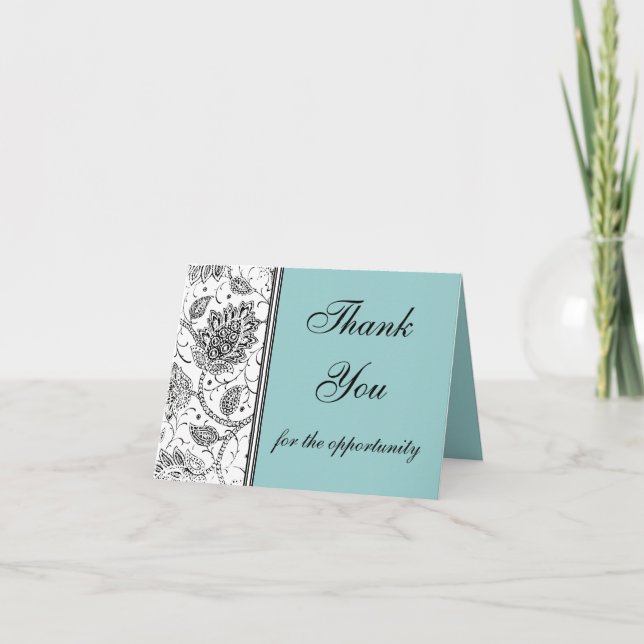 Blue Toile Thank You Cards, Personalised (Front)