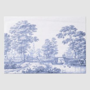 Blue Toile Vintage French Decoupage Craft Pastoral Tissue Paper