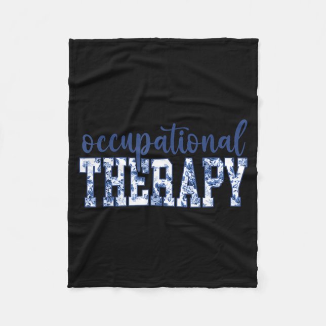 Blue Toile Wildflower Occupational Therapy Ot Flor Fleece Blanket (Front)