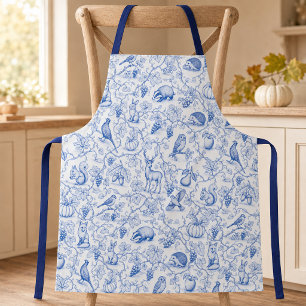 Blue Toile Woodland Animals Grapevines Apron