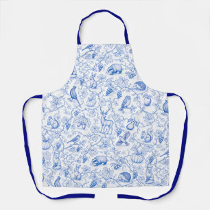 Blue Toile Woodland Animals Grapevines Apron
