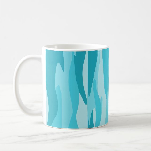 Blue Tone Abstract Camouflage Throw Pillow Coffee Mug (Left)