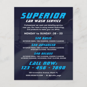 Blue tone automotive car wash flyer