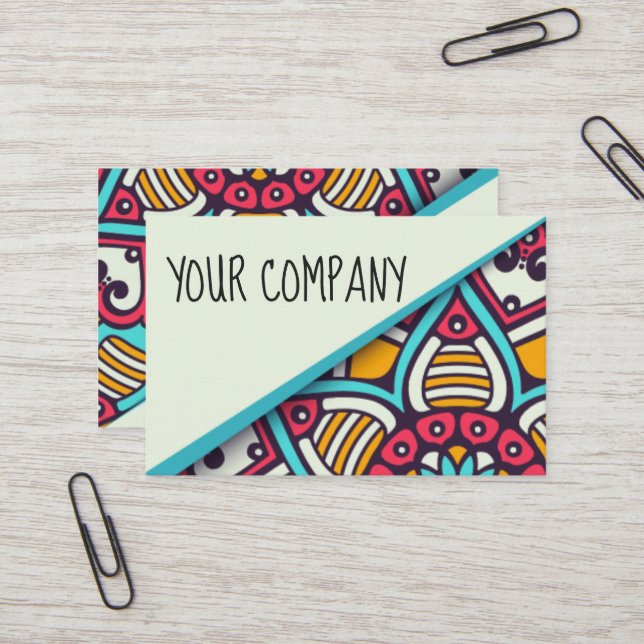 Blue-Toned Boho Style Business Cards (Front/Back In Situ)