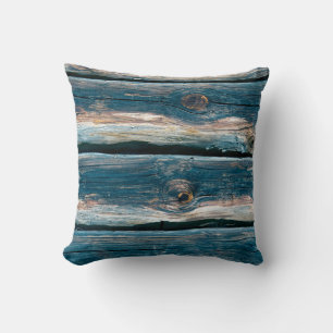 Blue toned log house wall. Abstract background and Cushion