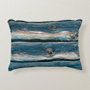 Blue toned log house wall. Abstract background and Decorative Cushion