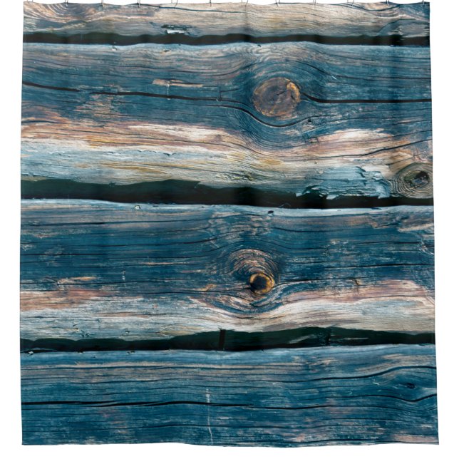 Blue toned log house wall. Abstract background and Shower Curtain (Front)