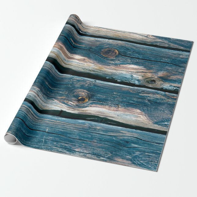 Blue toned log house wall. Abstract background and Wrapping Paper (Unrolled)