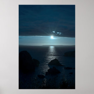 blue toned wild atlantic way sunset poster