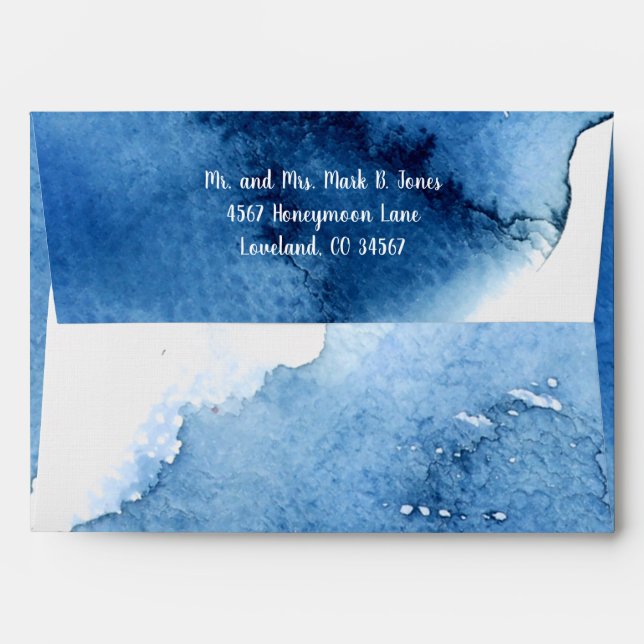 Blue Tones  Abstract Watercolor Pattern Envelope (Back (Top Flap))