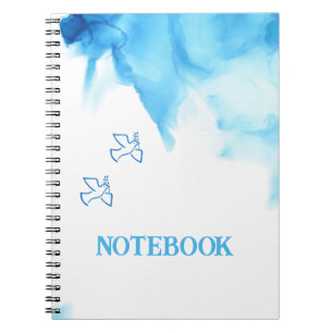 Blue Tones Abstract Watercolor Peace Spiral Photo Notebook