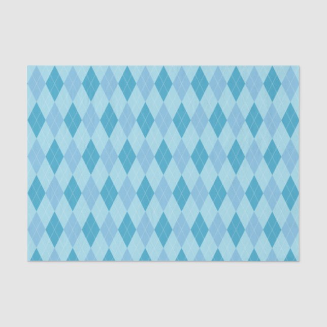 Blue Tones Argyle Pattern Tissue Paper (Front)