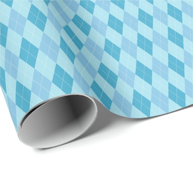Blue Tones Argyle Wrapping Paper (Roll Corner)