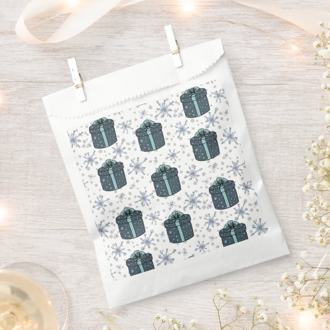 Blue Tones Christmas Present Favour Bags (Clipped)
