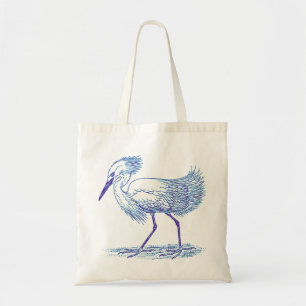 Blue Tones Egret Bird Tote Bag