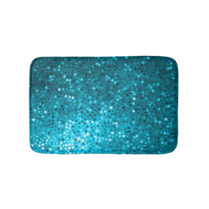 Blue Tones Faux Glitter & Sparkles Print Bath Mat