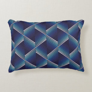 Blue Tones Geometric Wavy Pattern Decorative Cushion