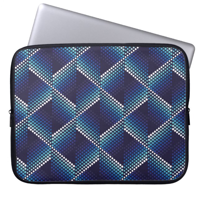 Blue Tones Geometric Wavy Pattern Laptop Sleeve (Front)