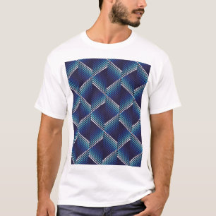 Blue Tones Geometric Wavy Pattern T-Shirt