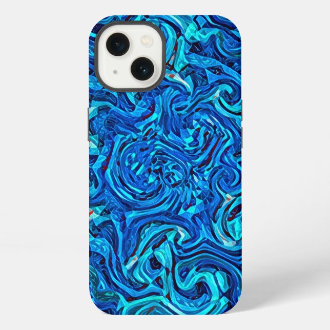 Blue Tones Liquid Abstract iPhone Case (Back)