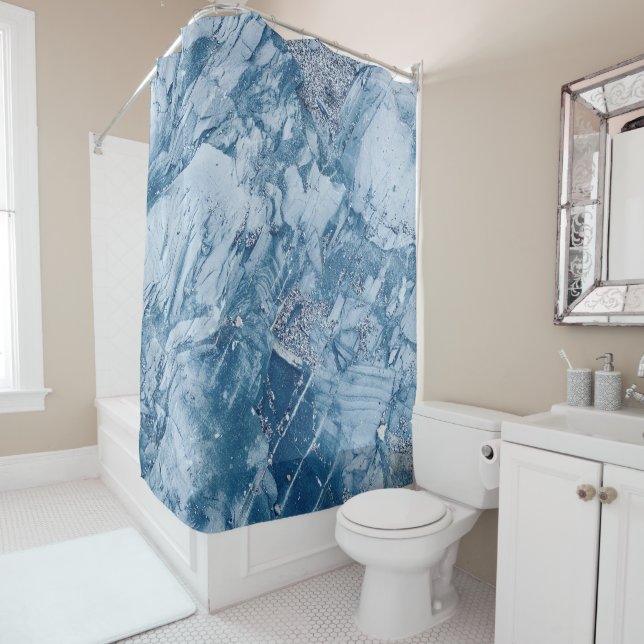 Blue Tones Marble  Shower Curtain (In Situ)