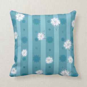 Blue Tones Stripes And Gardenia Cushion