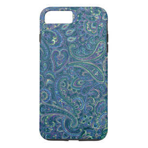 Blue Tones Vintage Ornate Paisley Fabric Pattern iPhone 8 Plus/7 Plus Case