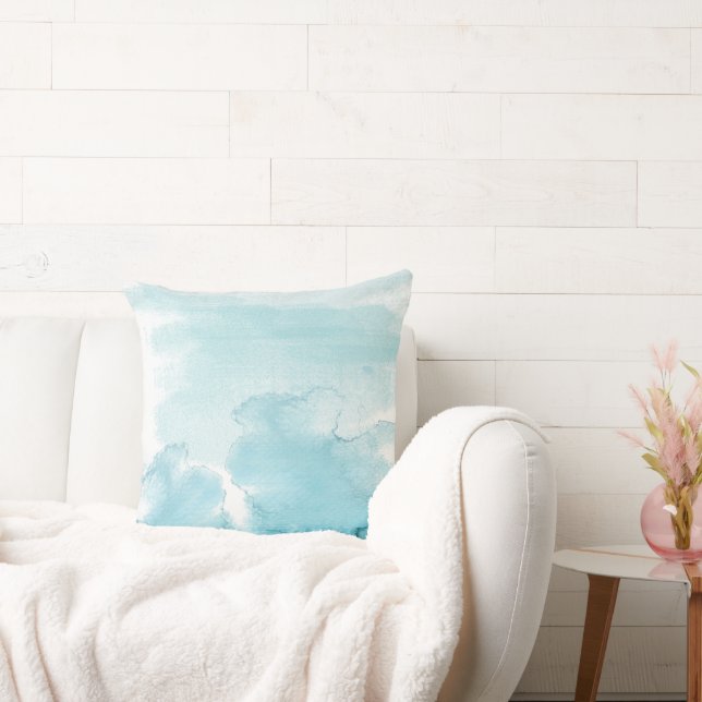 Blue Tones Watercolor Abstract Cushion (Couch)
